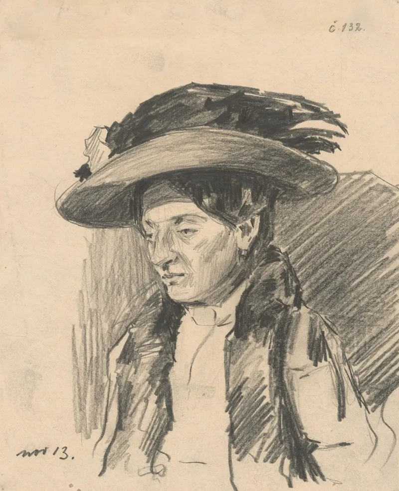 Study Of A Woman With A Hat by Eduard Putra - Canvas Print