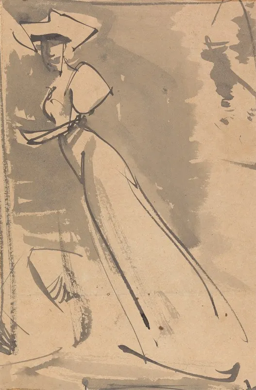 Study Of A Woman With Wide Hat