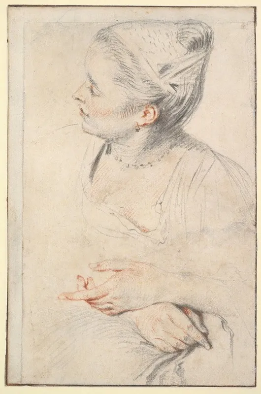 Study Of A Womans Head And Hands