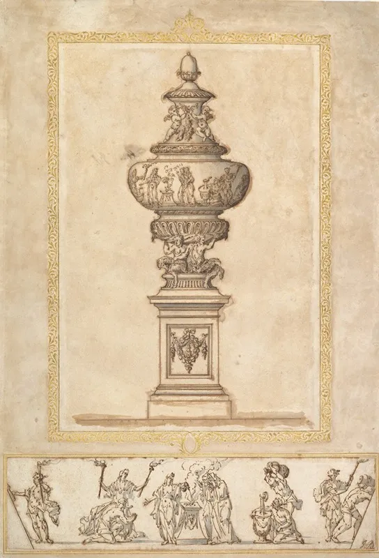 Study Of An Urn Study For The Frieze Decoration Around The Urn by Edward Pierce the younger - Canvas Print