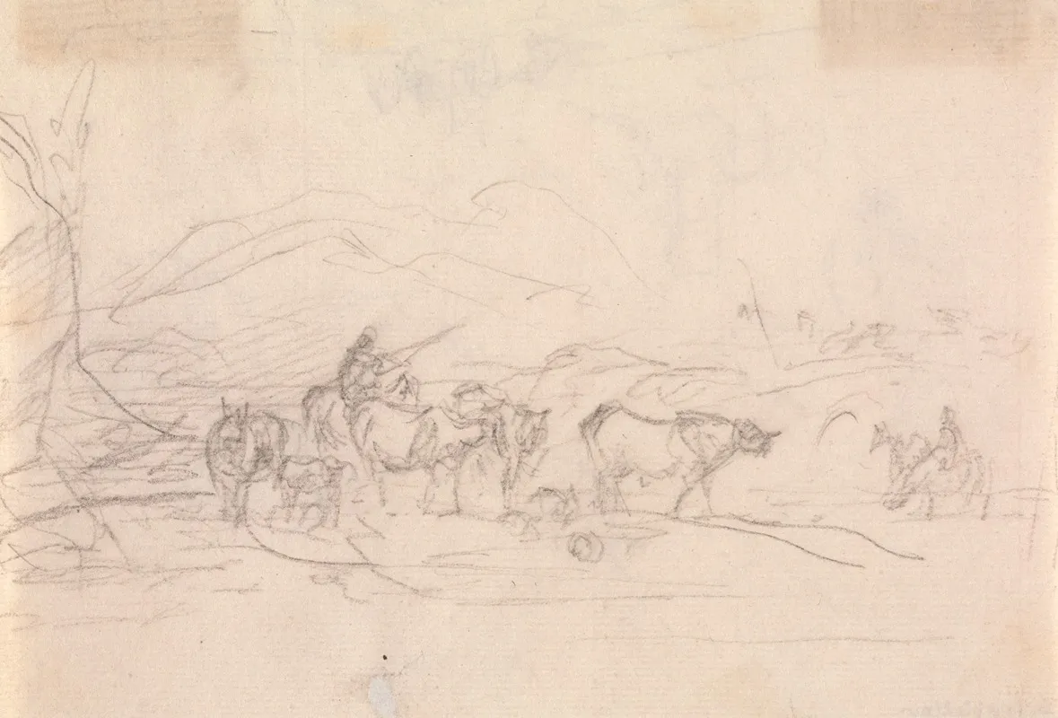 Study Of Cattle And Figures In A Landscape
