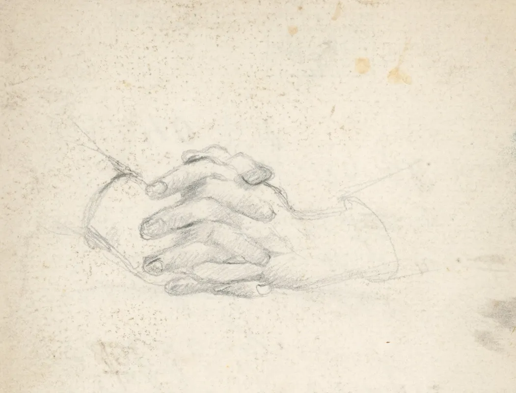 Study Of Clasped Hands by Gustáv Mallý - Canvas Print