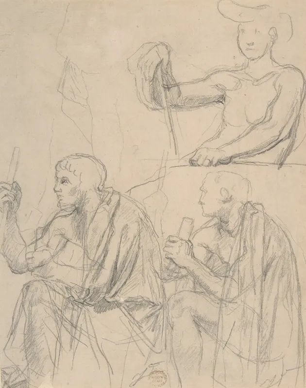 Study Of Figures 2 by Jean Auguste Dominique Ingres - Canvas Print