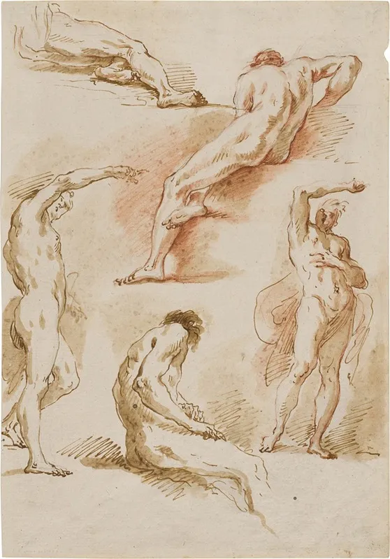 Study Of Five Male Nude