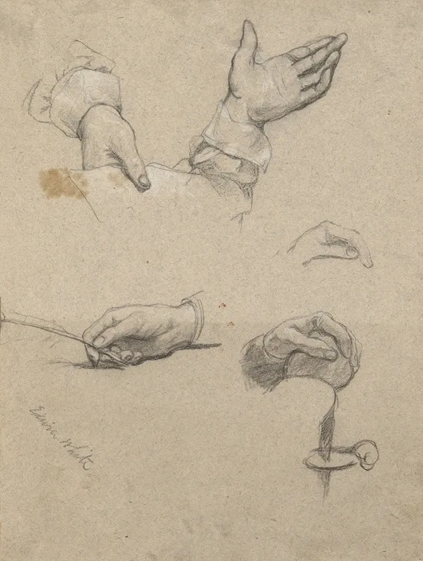 Study Of Hands Sketch For Signing Of The Compact In The Cabin Of The Mayflower