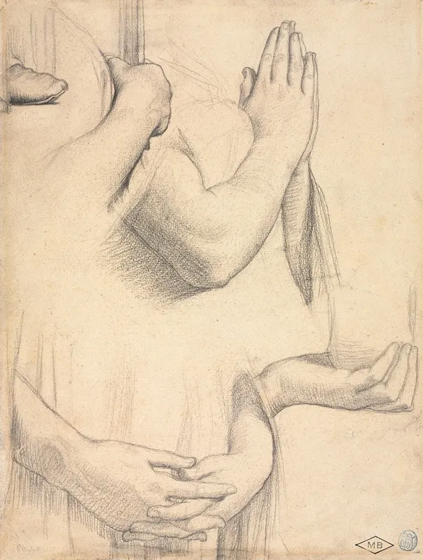 Study Of Hands by Jean Auguste Dominique Ingres - Canvas Print