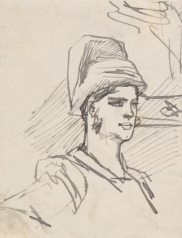Study Of Head And Shoulders Of Woman With Headdress