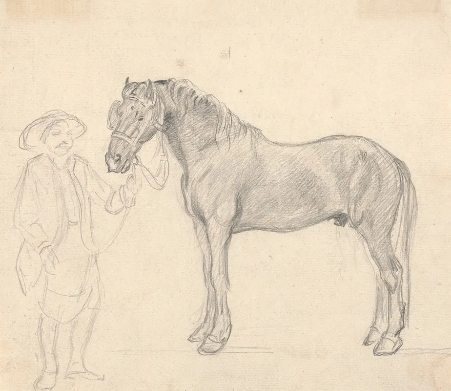 Study Of Horse With Figure Holding Reins