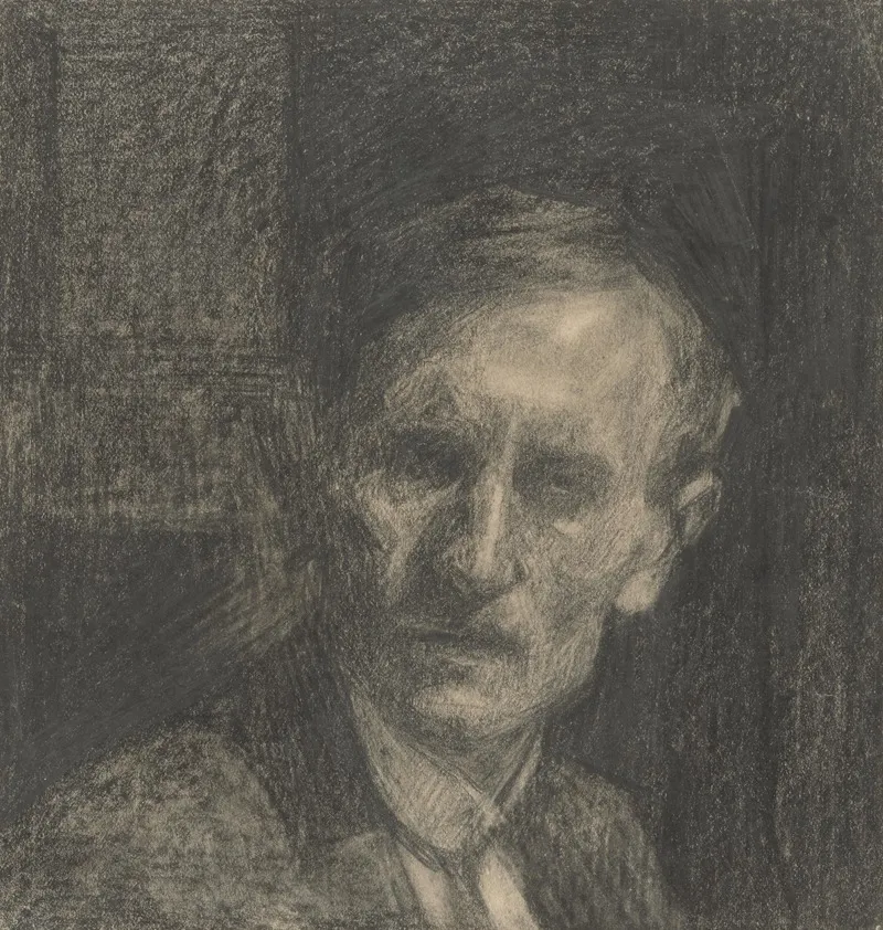 Study Of Mans Bust With A Stiff Collar