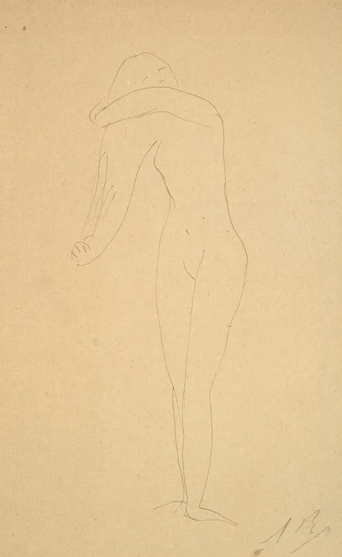 Study Of Nude Standing Combing Her Hair 2