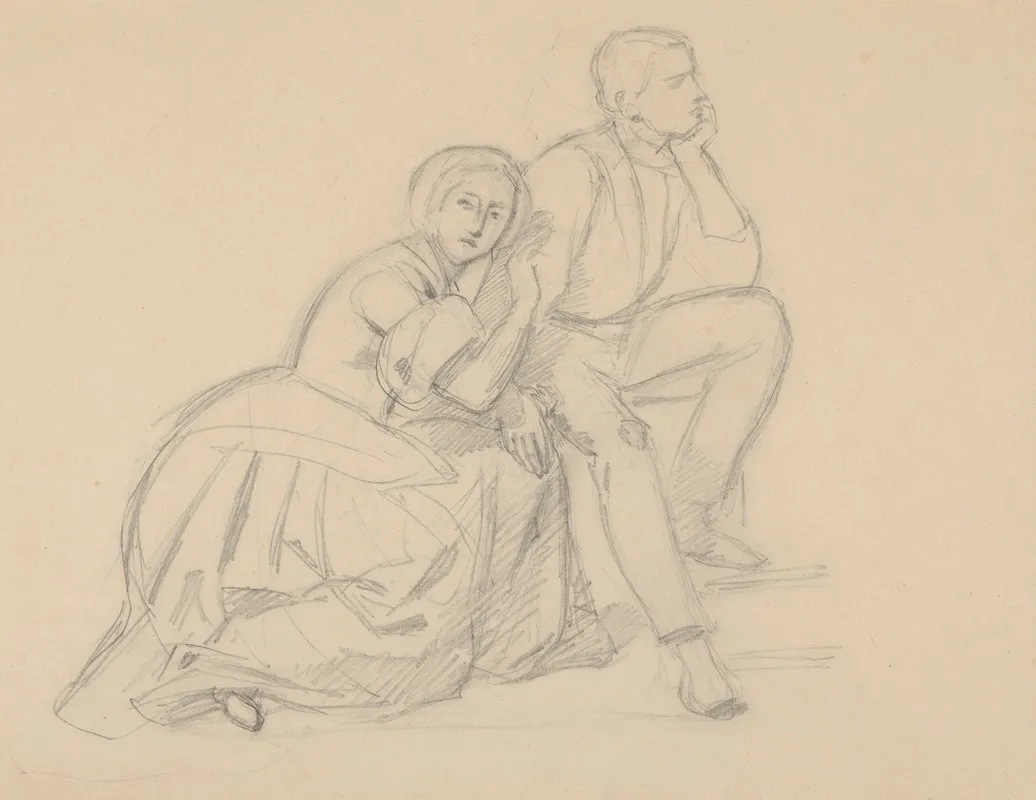 Study Of The Prince And A Kneeling Lady For The Painting The Upbringing Of Sigismund Augustus