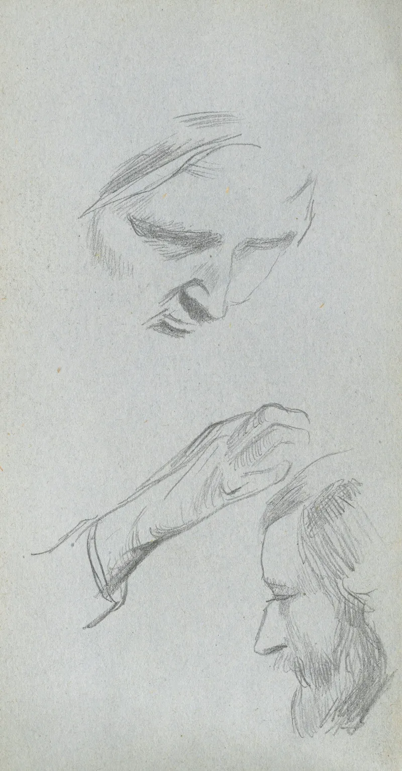 Study Of Two Faces And A Hand