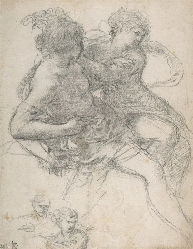 Study Of Two Figures For The Age Of Gold by Pietro da Cortona - Canvas Print