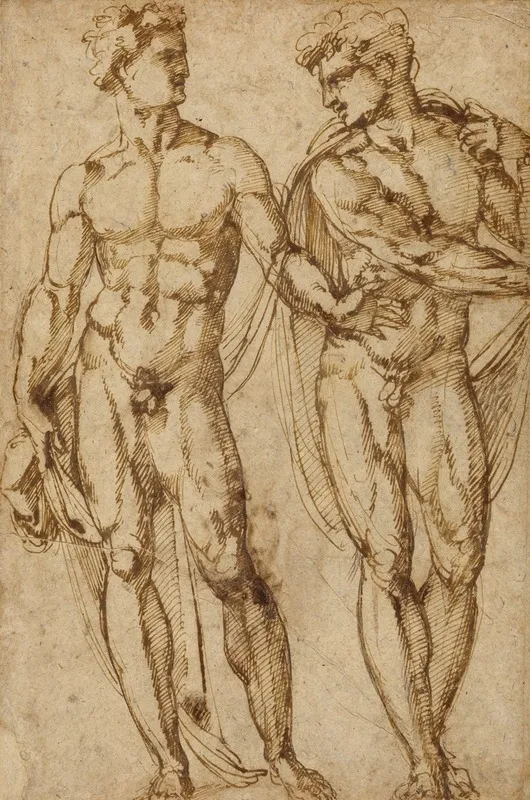 Study Of Two Men by Baccio Bandinelli - Canvas Print