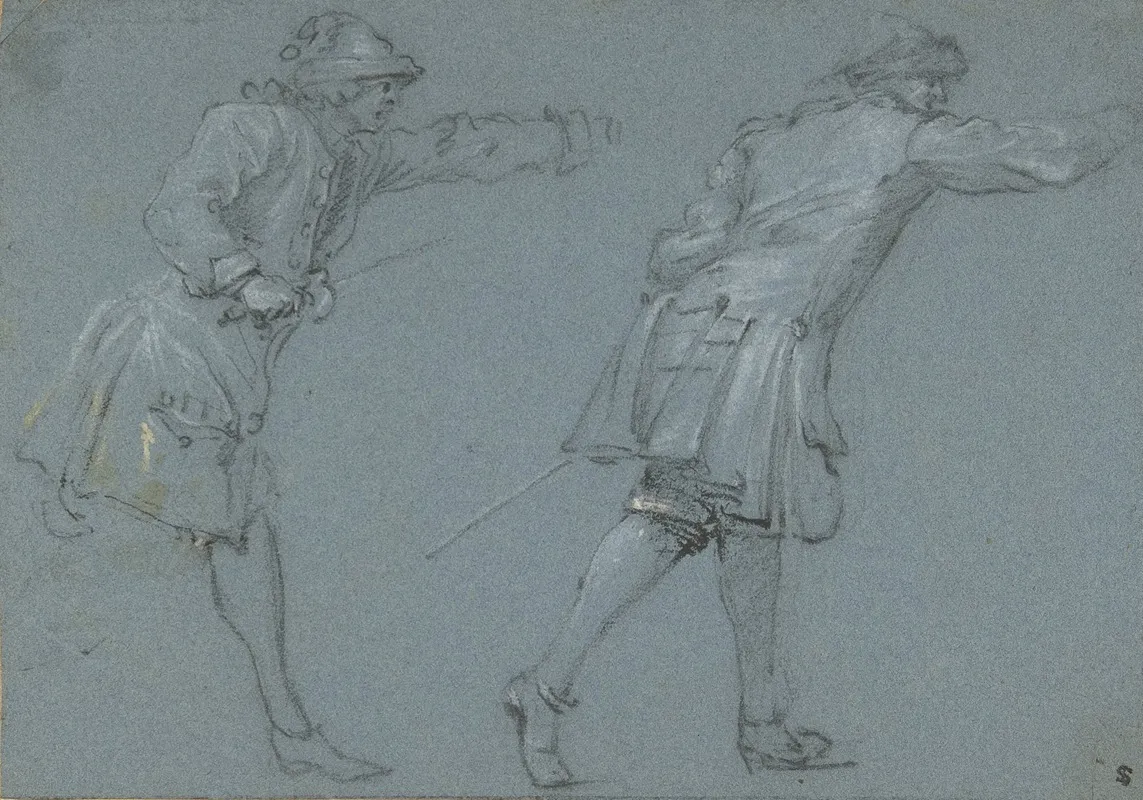 Study Of Two Soldiers Swordfighting by Adam Frans van der Meulen - Canvas Print