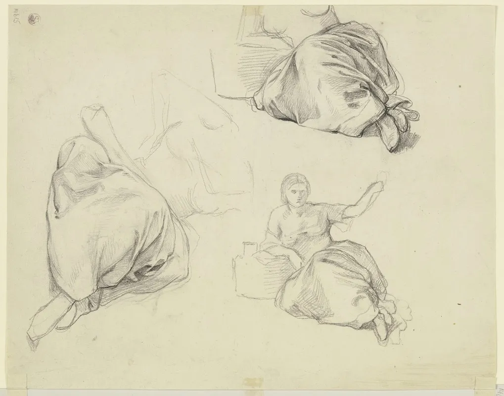 Study Sheet Female Grape Picker by Jakob Becker - Canvas Print