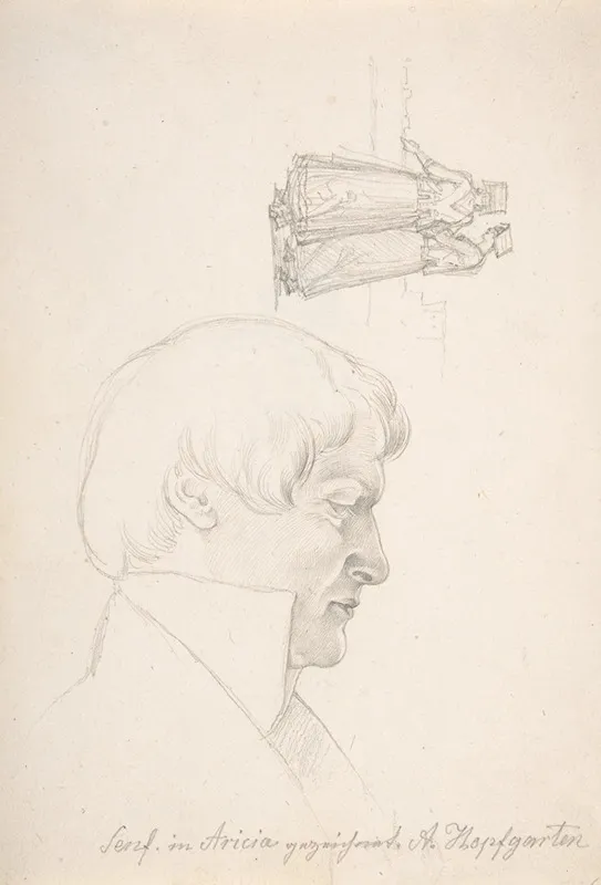 Study Sheet With A Portrait Of Carl Julius Senff And Two Italian Women Walking