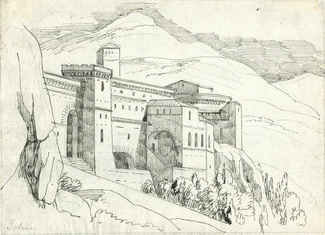 Subiaco Gebouwencomplex In De Bergen by David Humbert de Superville - Canvas Print