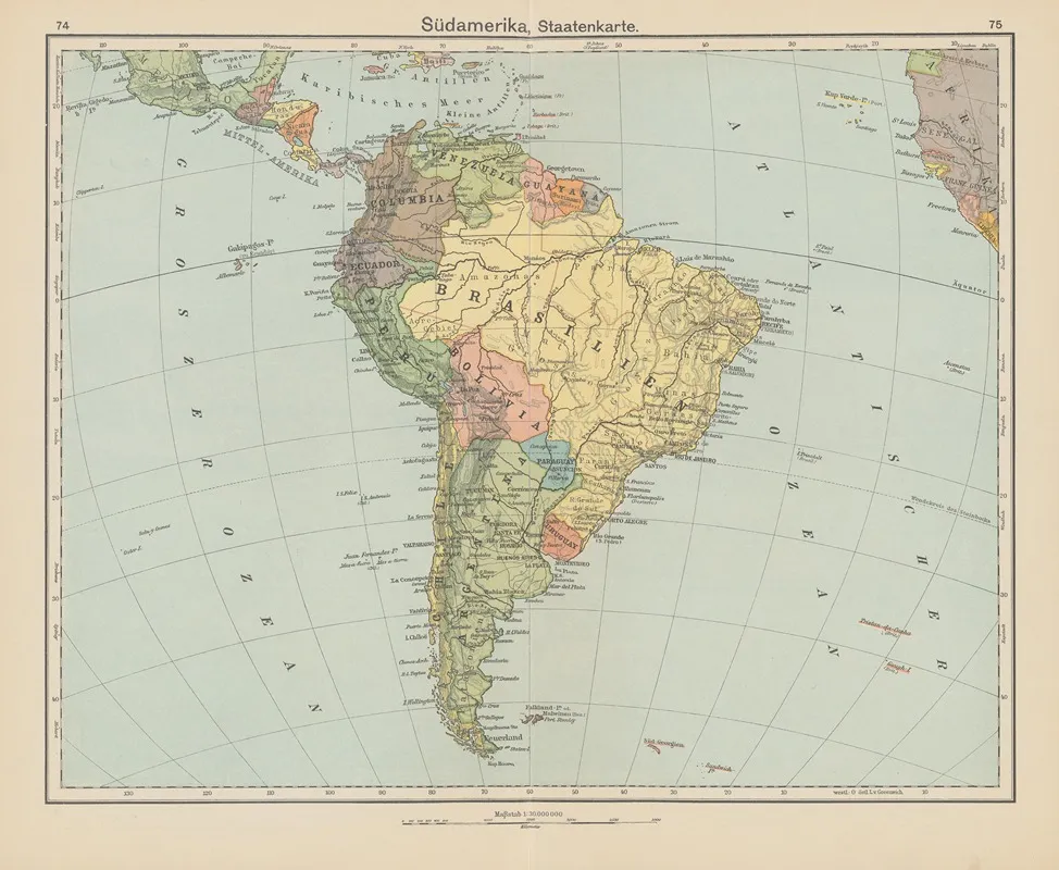 Sudamerika Staatenkarte