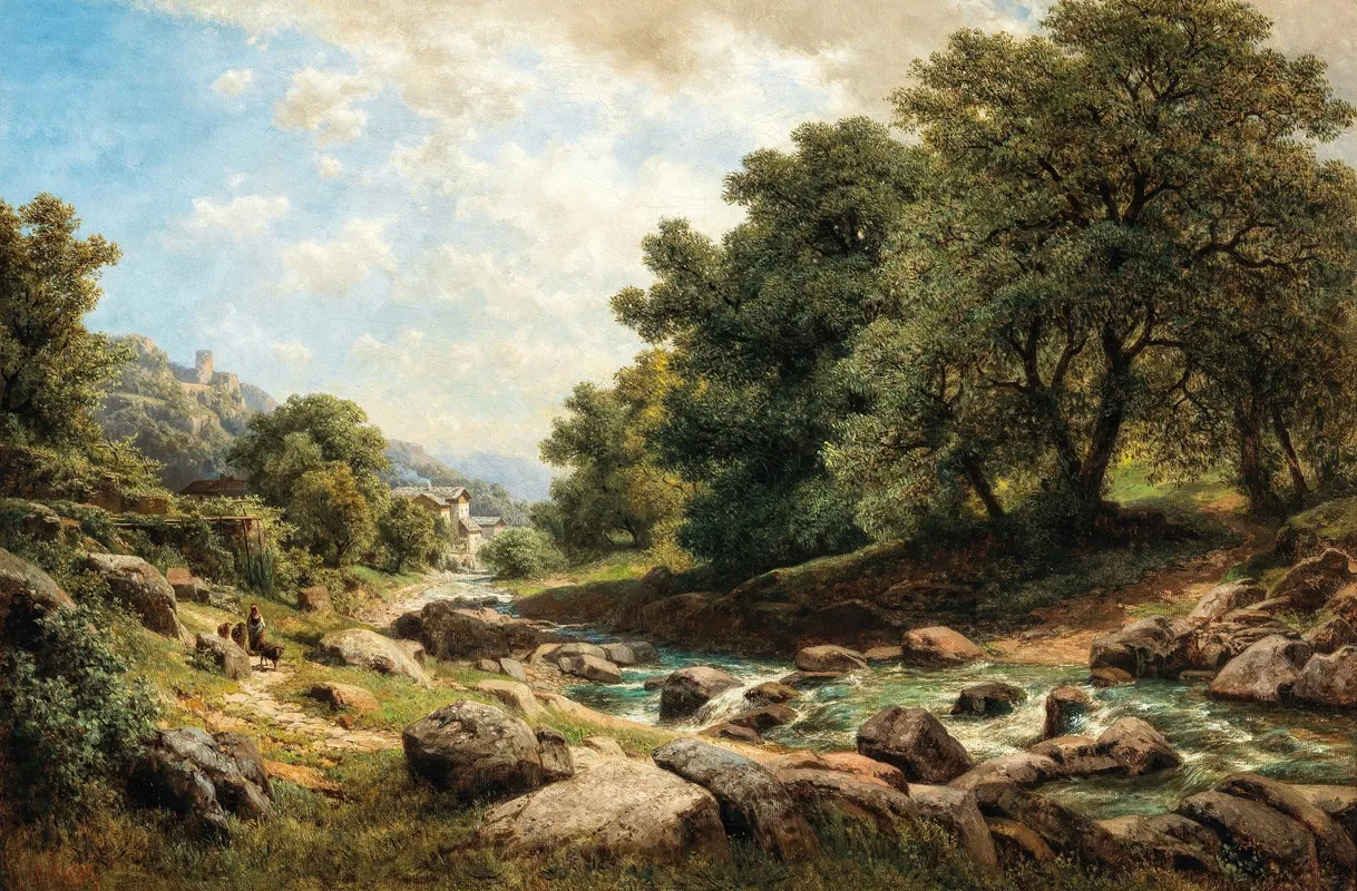 Sudliche Idylle by Gottfried Seelos - Canvas Print