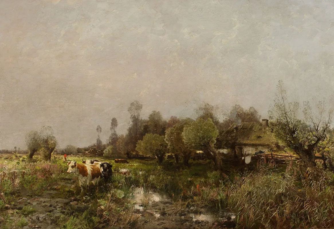 Summer Landscape With A Cottage On Marshland