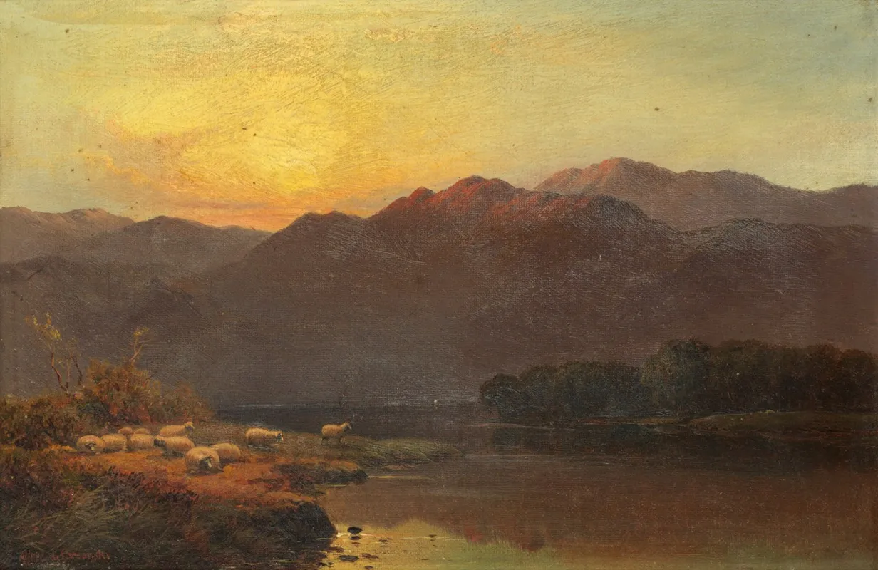 Summers Evening Llyn Gwynant North Wales by Alfred de Bréanski - Canvas Print