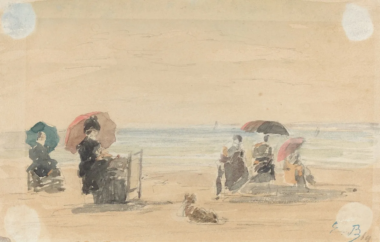 Sun Shades Trouville by Eugène Boudin - Canvas Print