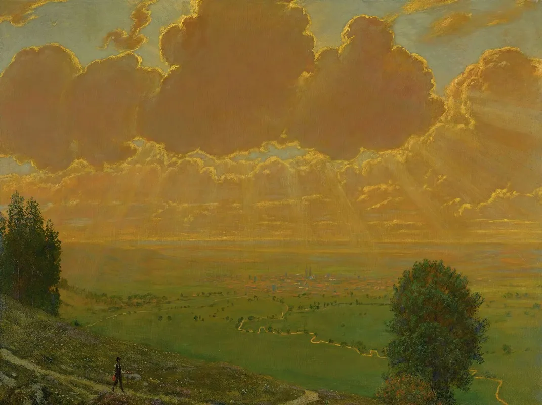 Sunburst Over Sackingen Black Forest Signed With The Artists Initials And Dated 1910