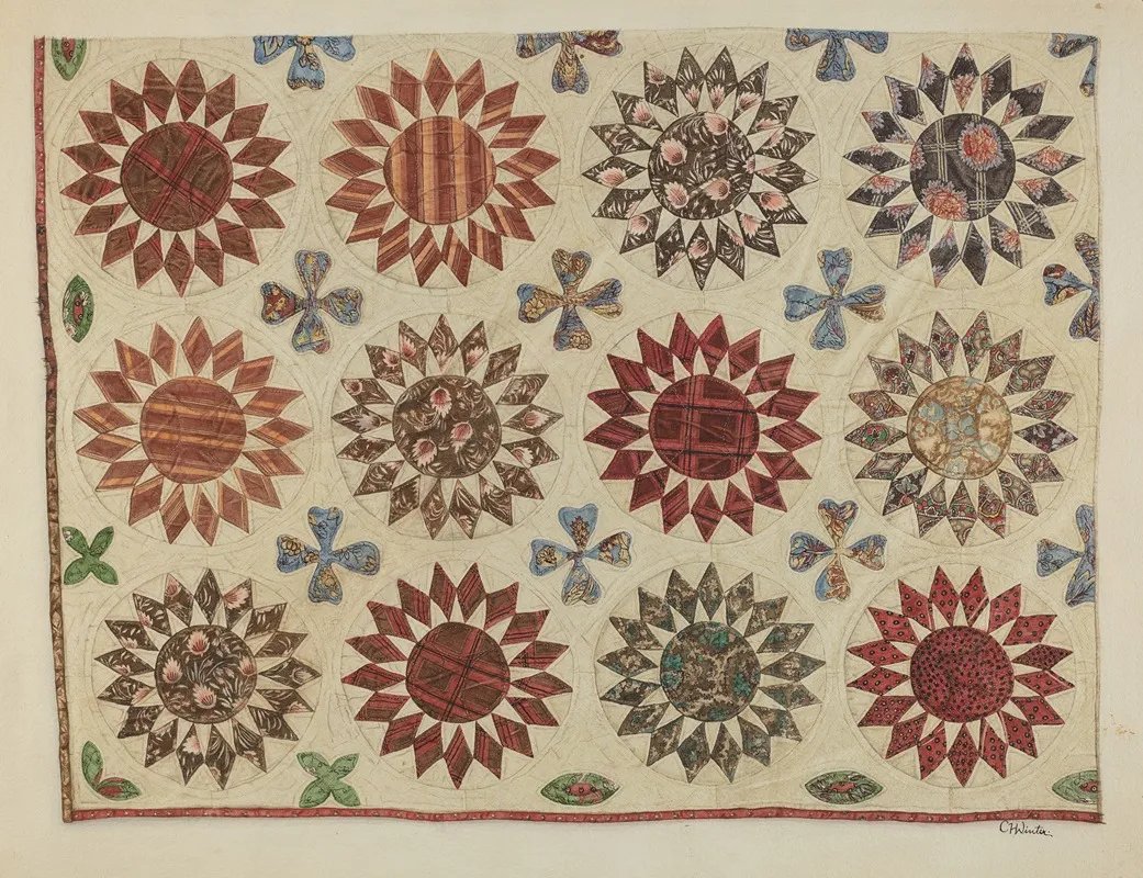 Sunburst Quilt by Charlotte Winter - Canvas Print