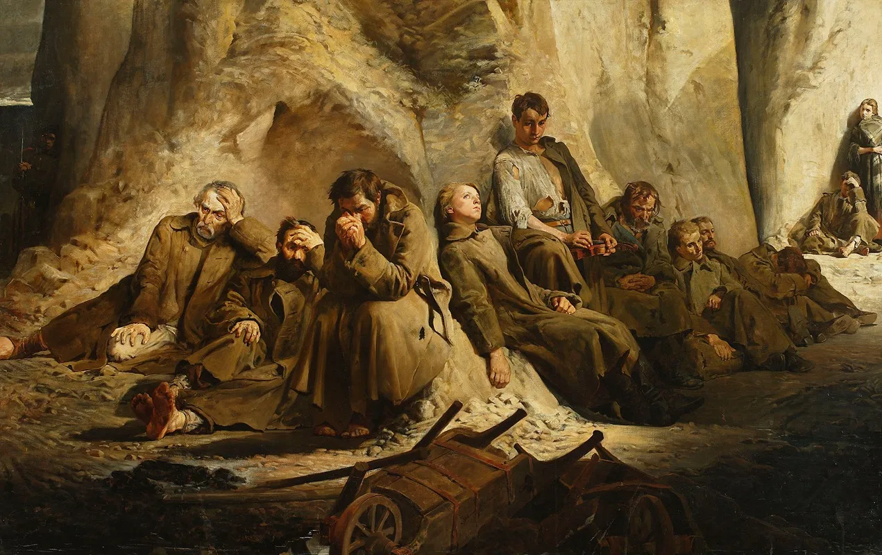 Sunday At The Mine Rest At The Mine by Jacek Malczewski - Canvas Print