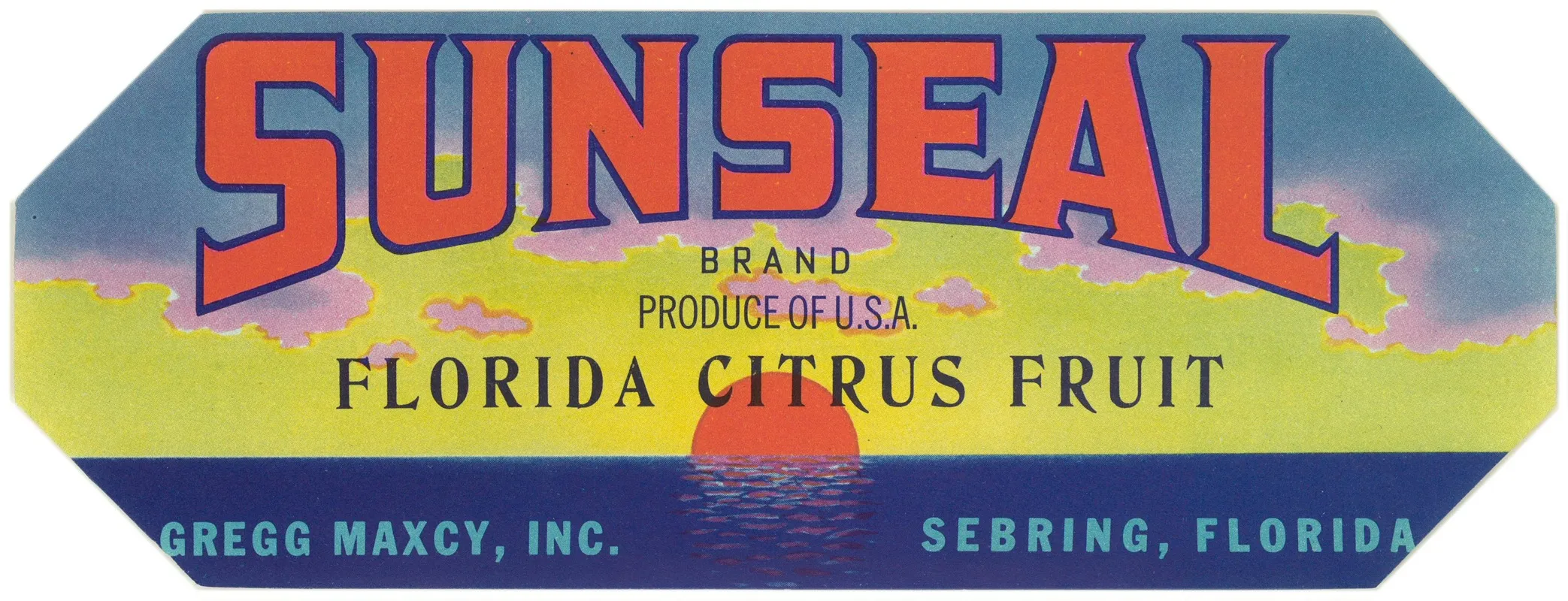 Sunseal Brand Florida Citrus Fruit Label