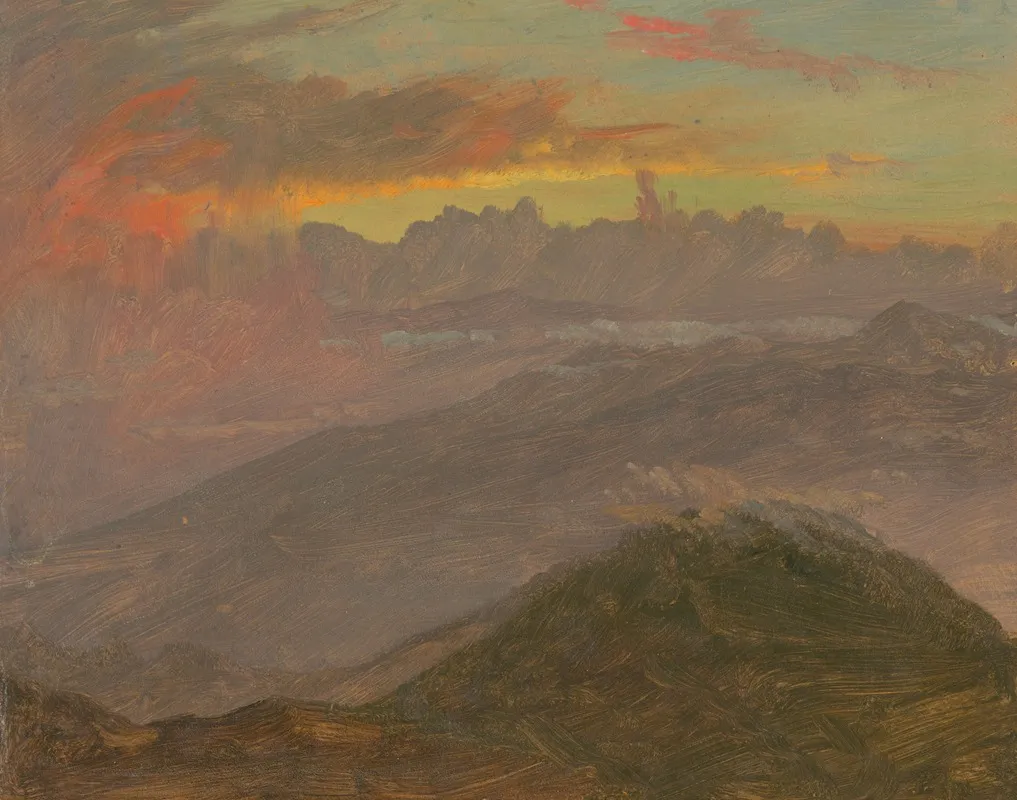 Sunset And Mountains by Frederic Edwin Church - Canvas Print