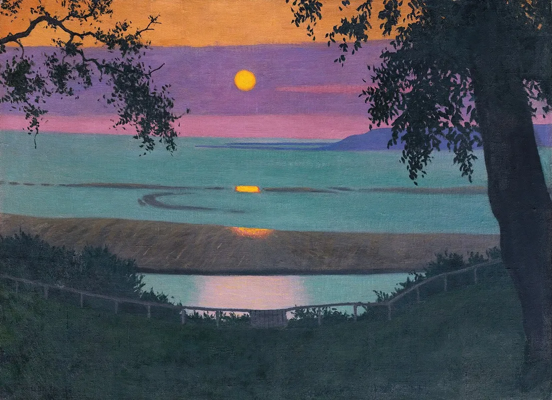 Sunset At Grace Orange And Violet Sky by Félix Vallotton - Canvas Print