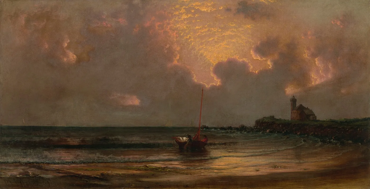Sunset At Point Judith Light by Martin Johnson Heade - Canvas Print
