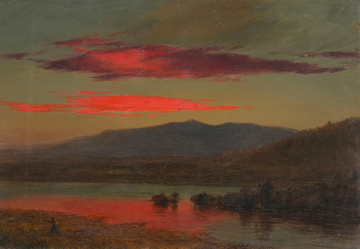 Sunset Hudson New York by Frederic Edwin Church - Canvas Print