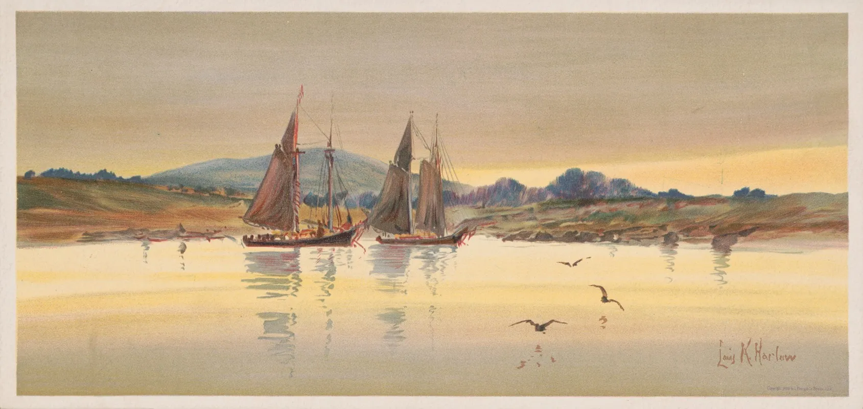 Sunset In Rockland Harbor 2 by Louis Kinney Harlow - Canvas Print