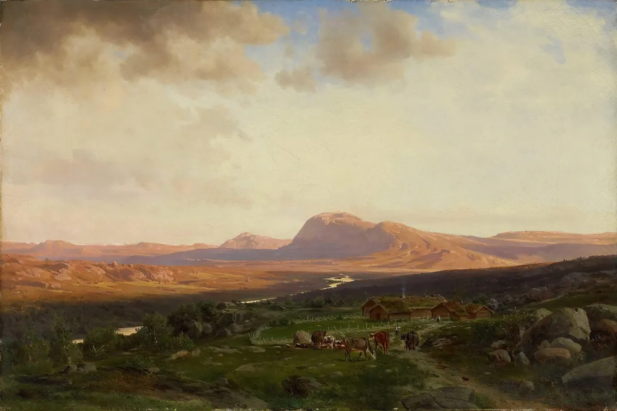 Sunset In The Mountains 3 by Johan Fredrik Eckersberg - Canvas Print