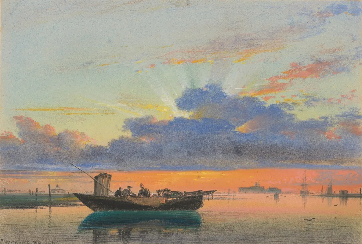 Sunset On The Lagoon Venice 2 by Edward William Cooke - Canvas Print