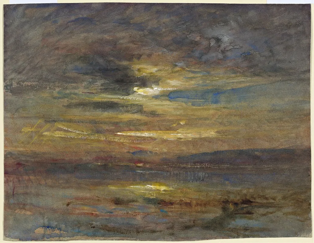 Sunset Over A Pond by François-Auguste Ravier - Canvas Print