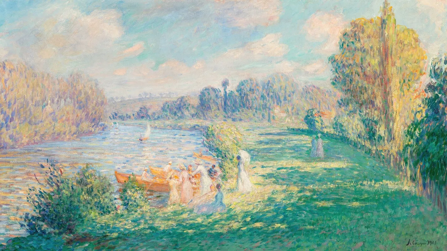 Sur Les Bords De La Marne by Henri Lebasque - Canvas Print