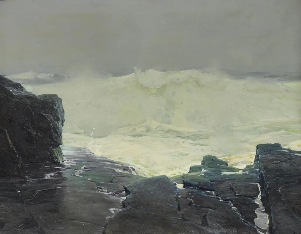 Surf And Fog Monhegan Maine by Frederick Judd Waugh - Canvas Print