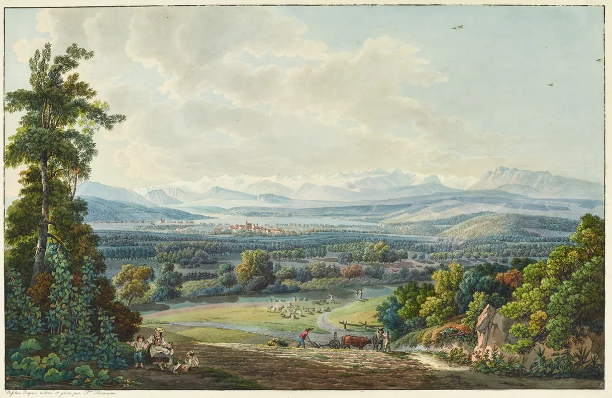 Sursee Und Umgebung Mit Sempachersee Und Alpen by Peter Birmann - Canvas Print