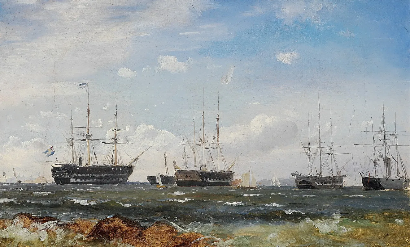 Svenske Orlogsskibe Ud For Goteborg by Carl Frederik Sørensen - Canvas Print