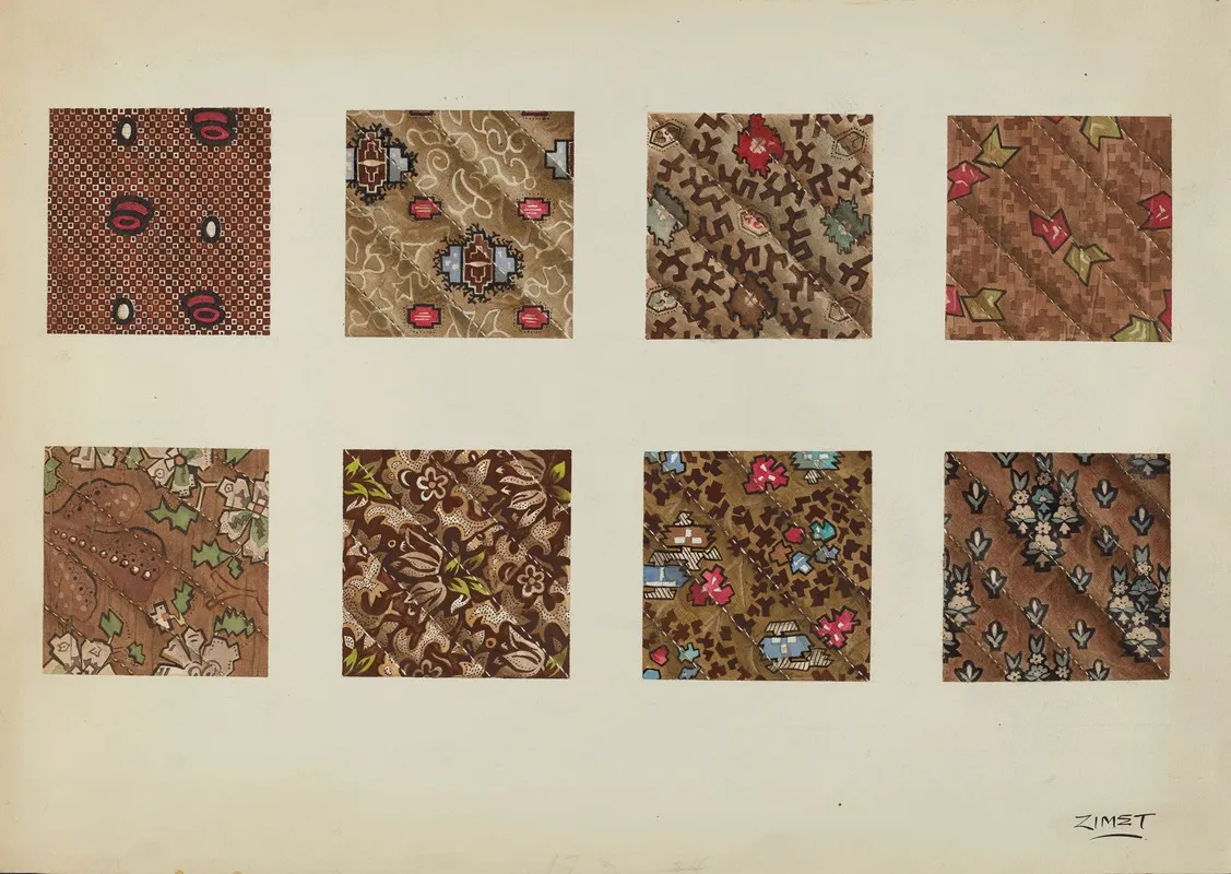 Swatch From Patchwork Quilt by A. Zimet - Canvas Print