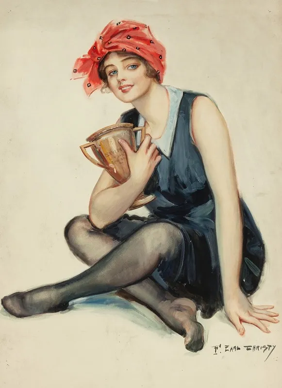 Swimming by F. Earl Christy - Canvas Print