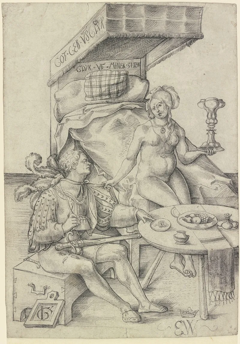 Swiss Mercenary With A Prostitute by Urs Graf - Canvas Print