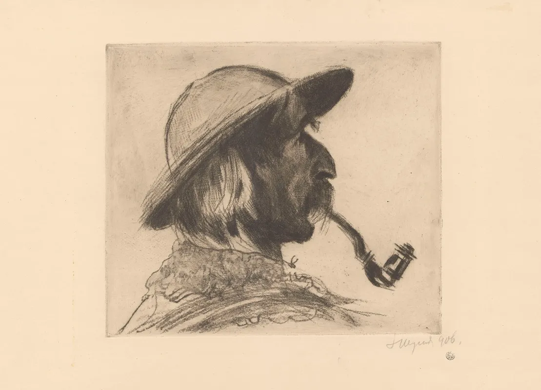 Szymon Tatar Mountaineers Head With A Pipe State Ii by Leon Wyczółkowski - Canvas Print