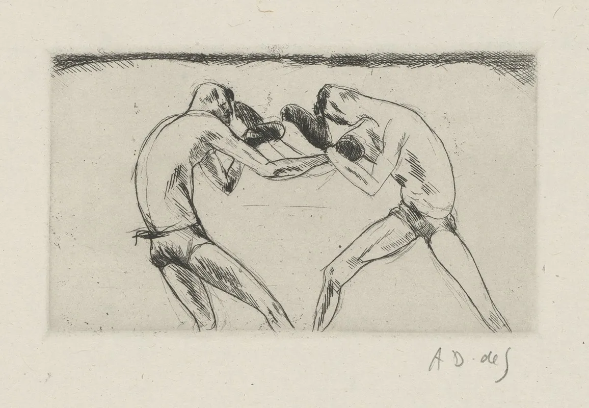 Tableau De La Boxe Illustre De 29 Gravures A Leau Forte Pl 11 by André Dunoyer de Segonzac - Canvas Print