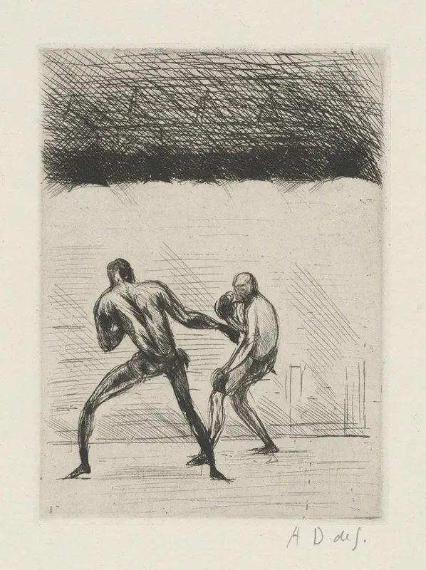 Tableau De La Boxe Illustre De 29 Gravures A Leau Forte Pl 18 by André Dunoyer de Segonzac - Canvas Print