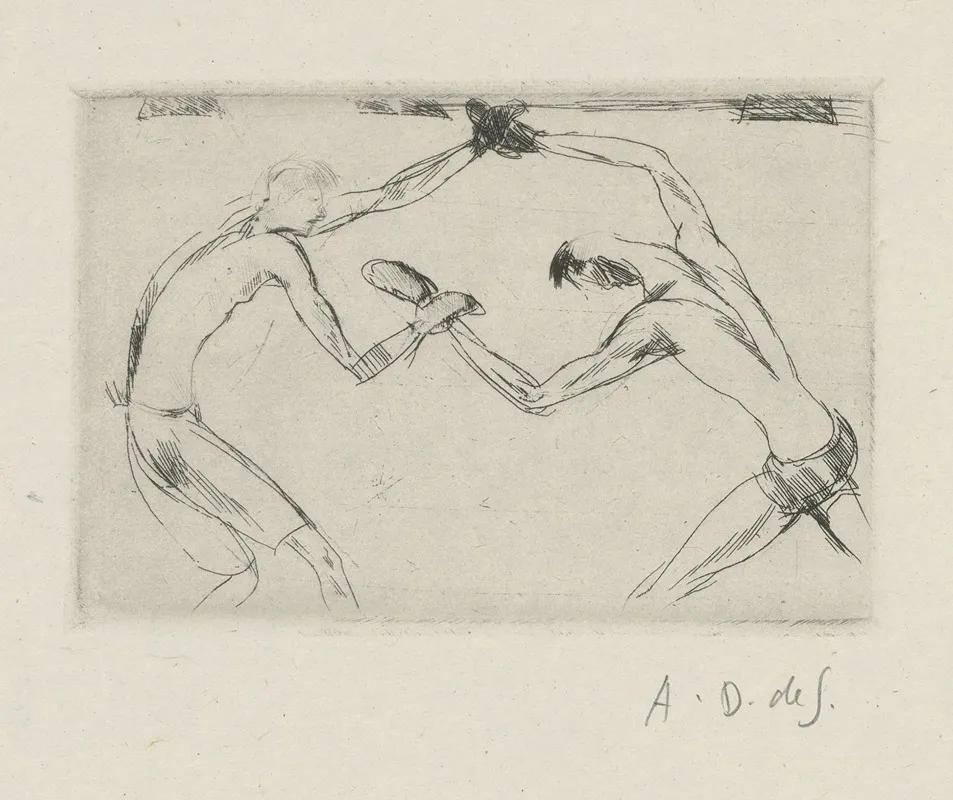 Tableau De La Boxe Illustre De 29 Gravures A Leau Forte Pl 22 by André Dunoyer de Segonzac - Canvas Print